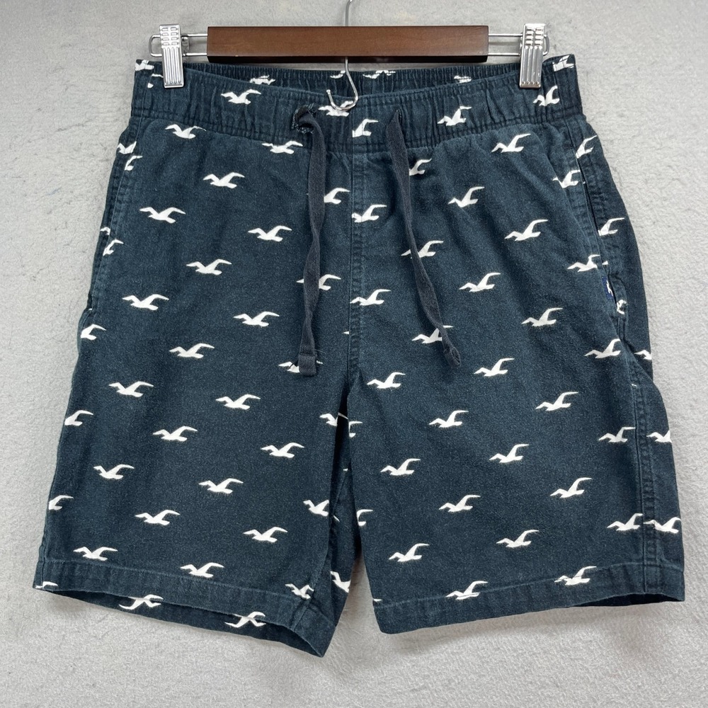 Hollister Sleep Shorts Mens XS Navy White Seagull AOP Preppy Lounge Pajama